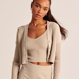 Abercrombie Fitch Wide Rib Cardigan Set 